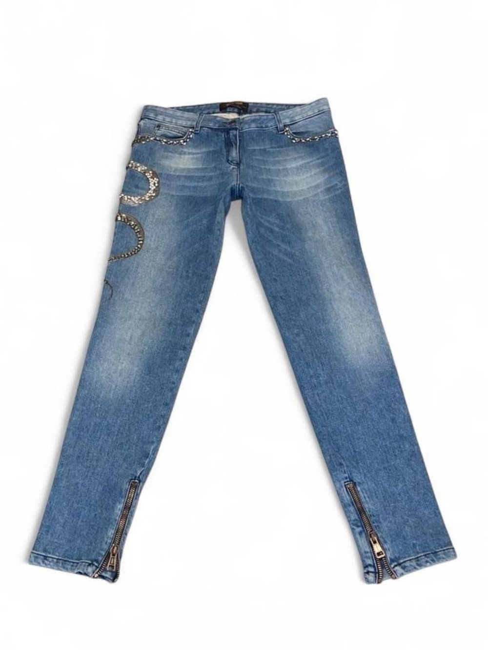 Roberto Cavalli Blue Denim Jeans with Silver Embellishments